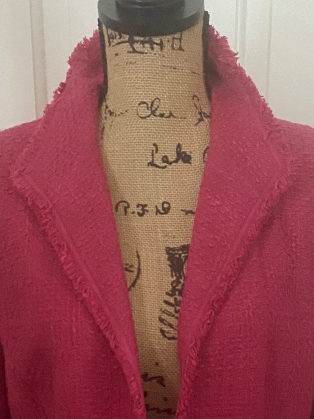 Sigrid Olsen Pink Blazer. Jacket with Fringed Lapel, Sleeves, and Hem. S 10-12 - Picture 3 of 11